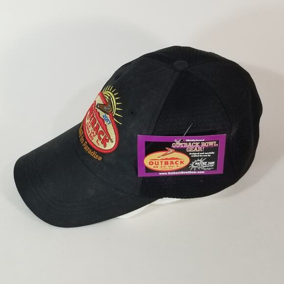 NCAA Outback Bowl cap hat 2017 Iowa Hawkeyes Florida Gators Black Strap Back NEW - Picture 3 of 8